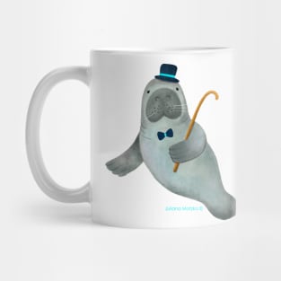 Manatee dancer with bowtie, hat and stick Mug